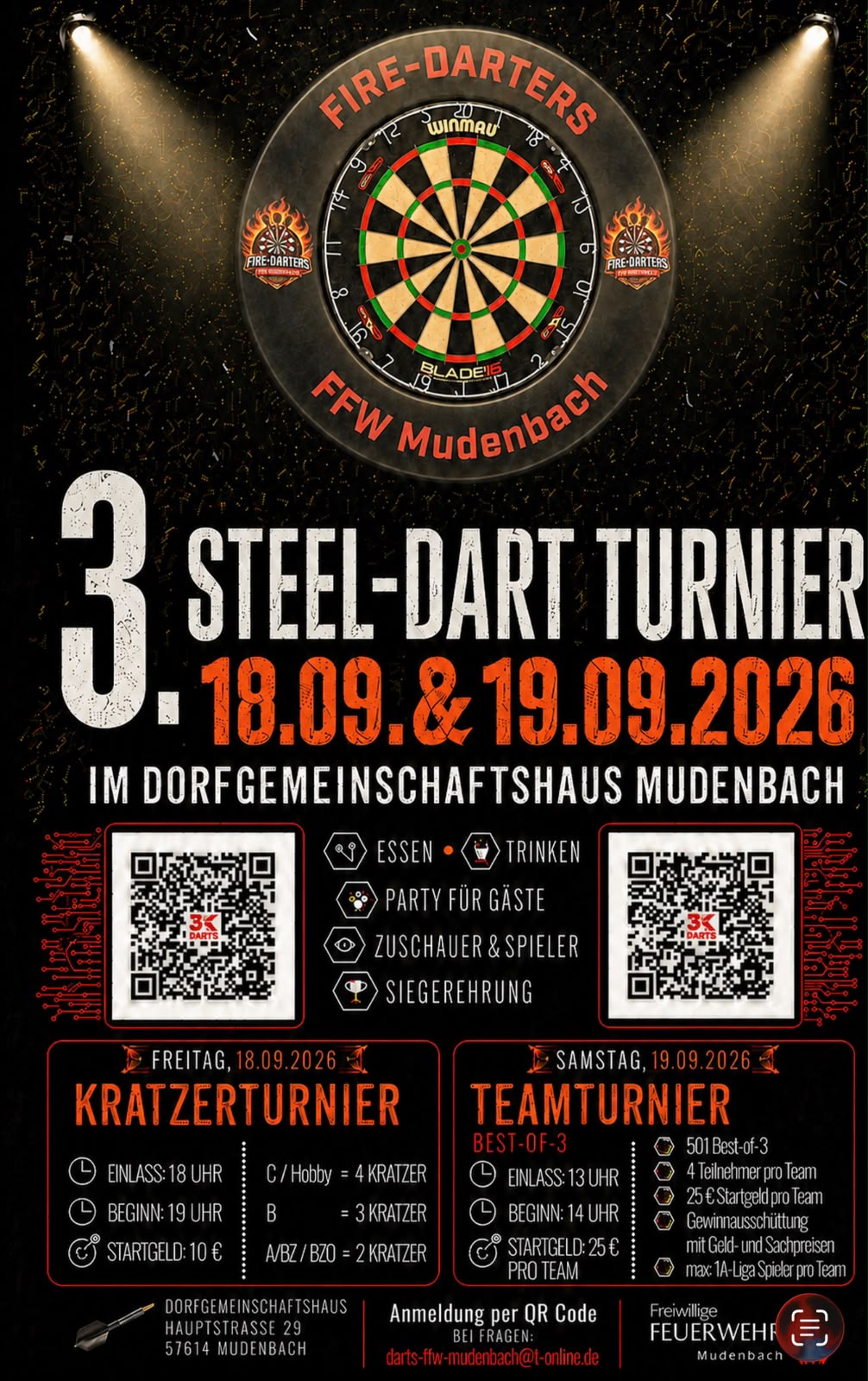 Einladung der FFW Mudenbach zum Dart-Turnier