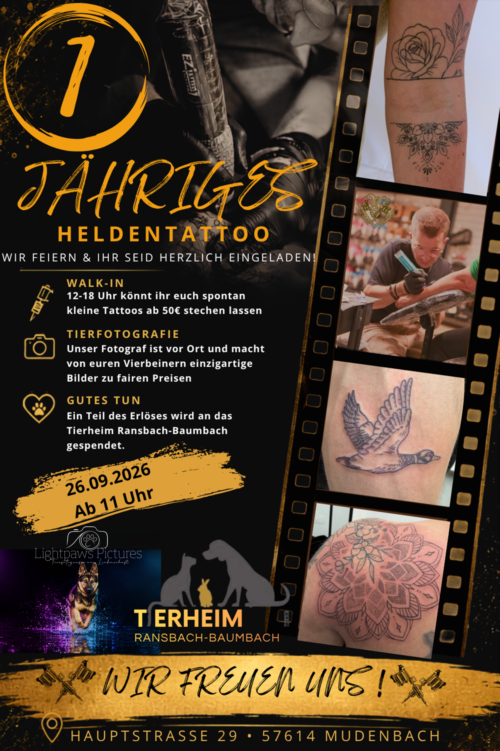 🎉 1 JAHR HELDENTATTOO – DAS MUSS GEFEIERT WERDEN! 🖤💛